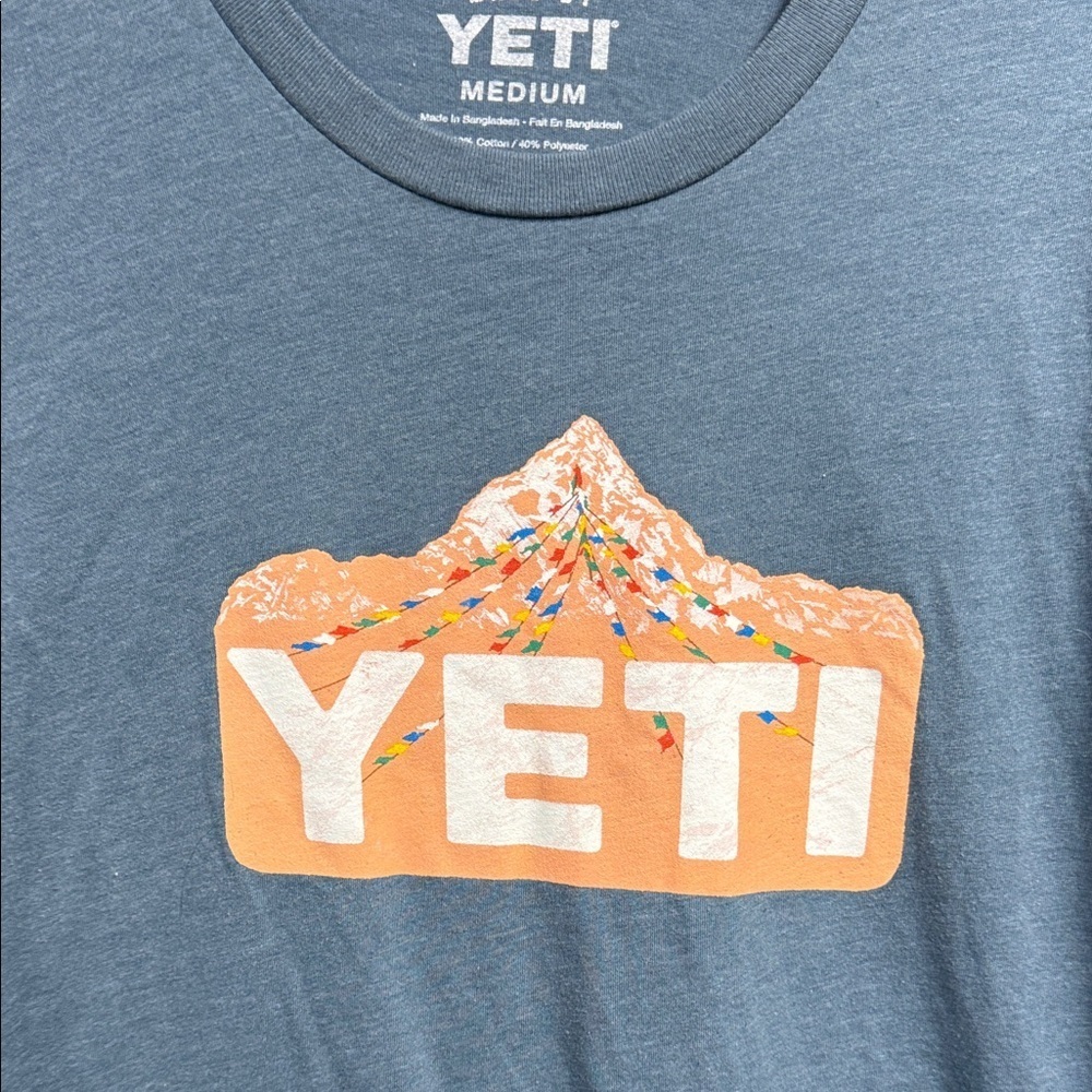 YETI Men's Heather Blue Tee with Orange Graphic - Picture 3 of 6